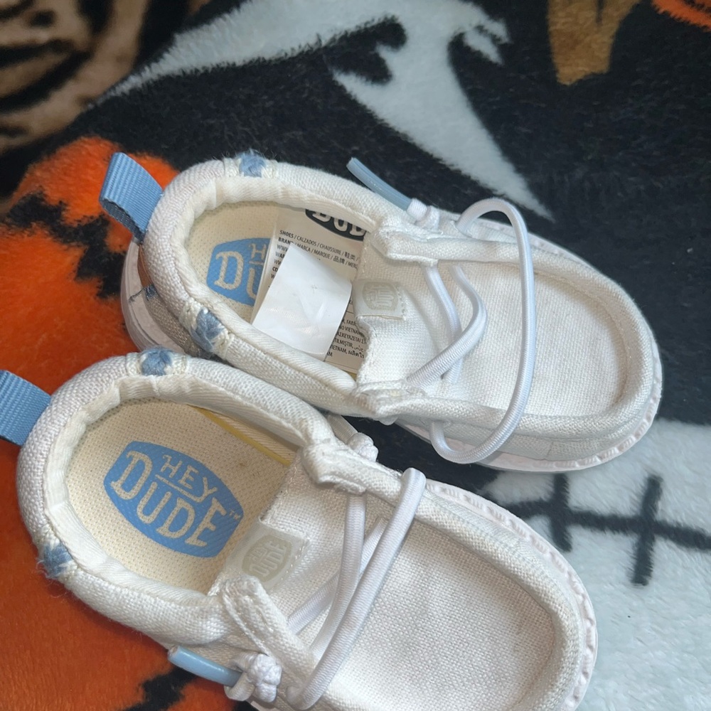 Hey Dude Kids White and Blue Sneakers
